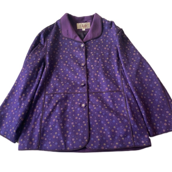 F.Lady Purple Polkadot Coat - Picture 1 of 5